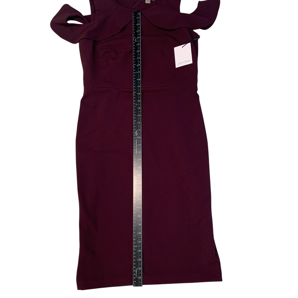 Calvin Klein Burgundy Cold Shoulder Sheath Dress New w/ Tags Women's Size 8 - Picture 10 of 16